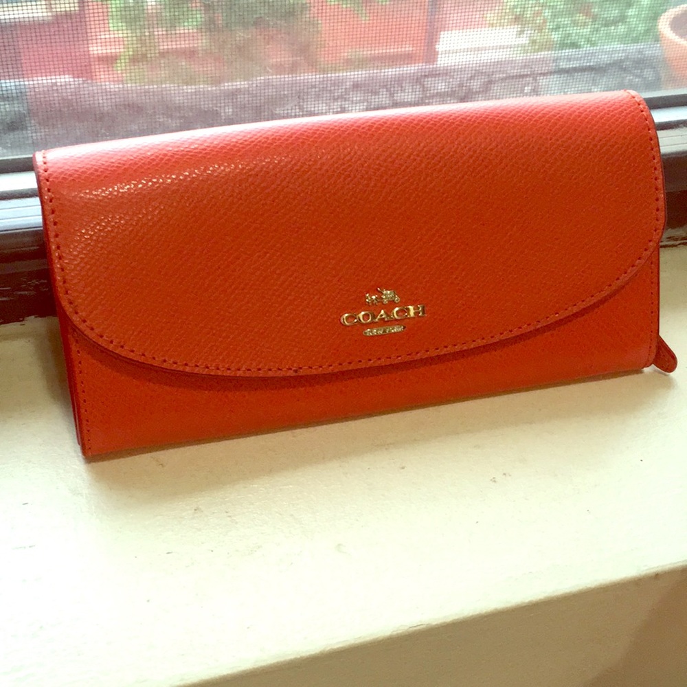 Coach - coral color Slim Wallet